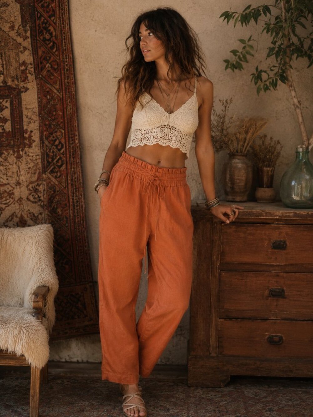 A New Day Orange Paperbag Pants